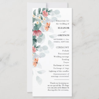 Elegant wildflower eucalyptus wedding program