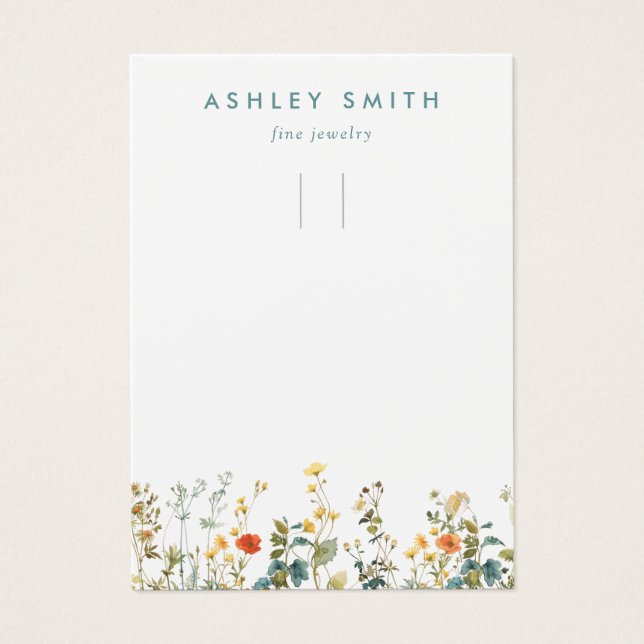 Elegant Wildflower Field Keychain Display Card (Front)