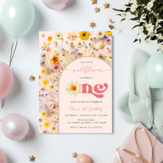 Elegant Wildflower First Birthday Invitation