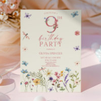 Elegant Wildflower Floral 9th Birthday Party