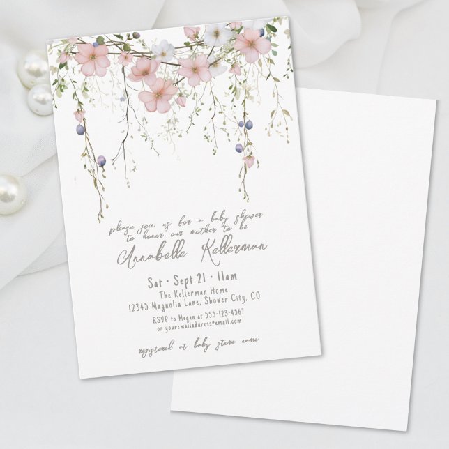 Elegant Wildflower Floral Baby Shower Invitation (Elegant Wildflower Floral Baby Shower Invitation)