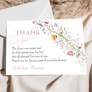 Elegant Wildflower Floral Baby Shower Thank You Card