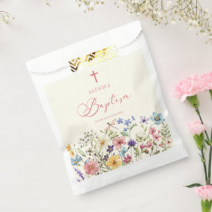 Elegant Wildflower Floral Baptism Favour Bags