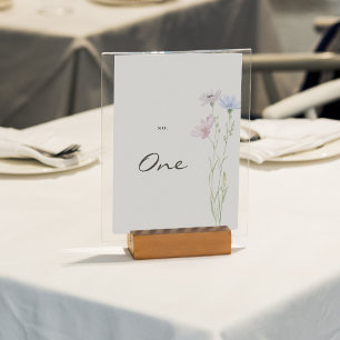Elegant Wildflower Floral Beige Wedding Table Number