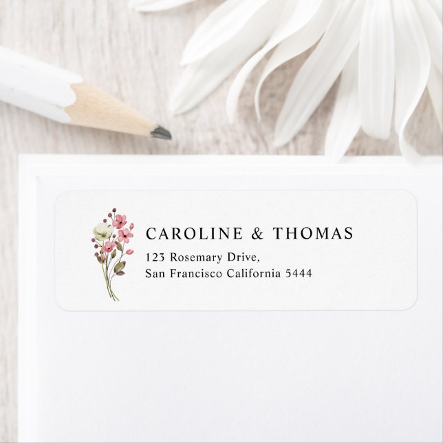 Elegant Wildflower Floral Blooms Wedding Address (Insitu)