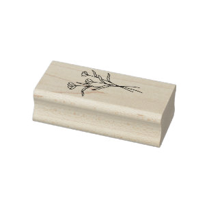 Elegant Wildflower Floral Bouquet Wood Art Rubber Stamp