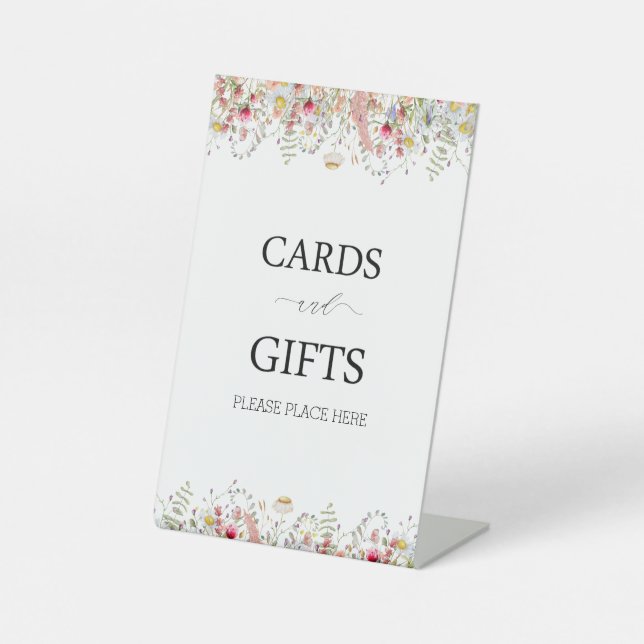 Elegant Wildflower Floral Bridal Shower Pedestal Sign (Front)