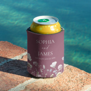 Elegant Wildflower Floral Flowers Wedding Can Cooler