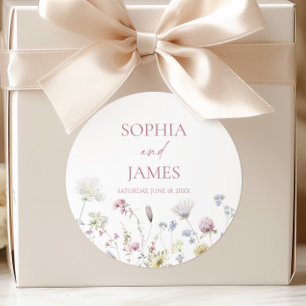 Elegant Wildflower Floral Flowers Wedding Classic Round Sticker