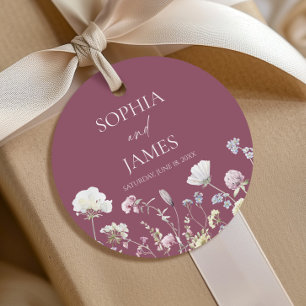 Elegant Wildflower Floral Flowers Wedding Favour Tags