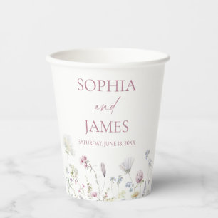 Elegant Wildflower Floral Flowers Wedding Paper Cups