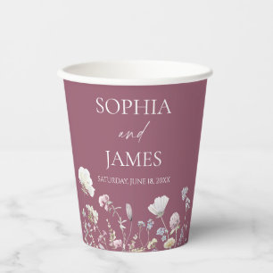 Elegant Wildflower Floral Flowers Wedding Paper Cups