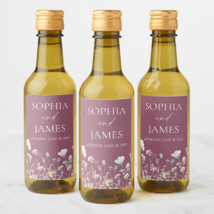 Elegant Wildflower Floral Flowers Wedding Wine Label