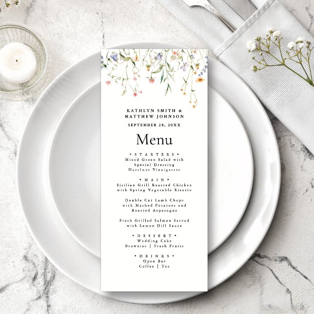 Elegant Wildflower Floral Garden Wedding Menu (Creator Uploaded)