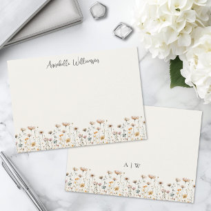 Elegant Wildflower Floral Monogram Card