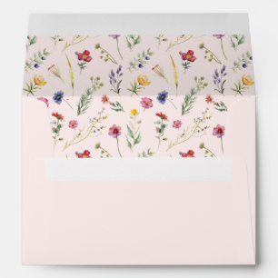 Elegant Wildflower Floral Pink Girl Baby Shower Envelope