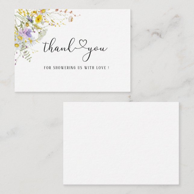 Elegant Wildflower floral thank you note card (Front/Back)