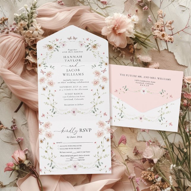 Elegant Wildflower Floral Wedding All In One Invitation (Creator Uploaded)