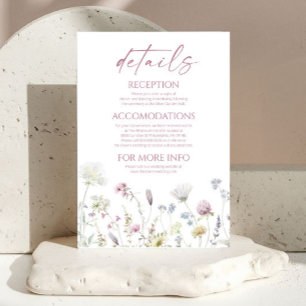 Elegant Wildflower Floral Wedding Details Enclosure Card