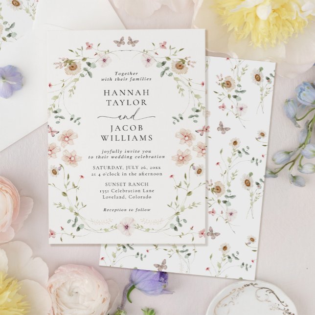 Elegant Wildflower Floral Wedding Invitation (Creator Uploaded)