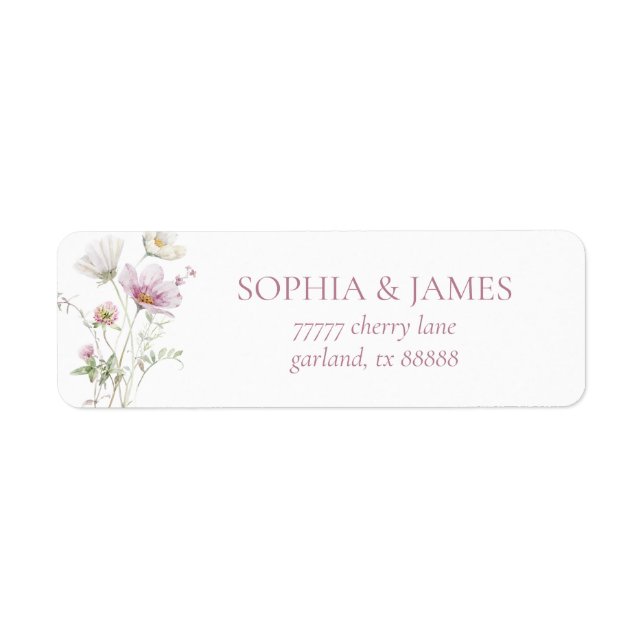 Elegant Wildflower Floral Wedding Return Address (Front)