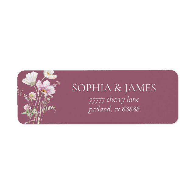 Elegant Wildflower Floral Wedding Return Address (Front)