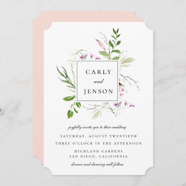 Elegant Wildflower Frame Wedding Invitation (Front/Back)
