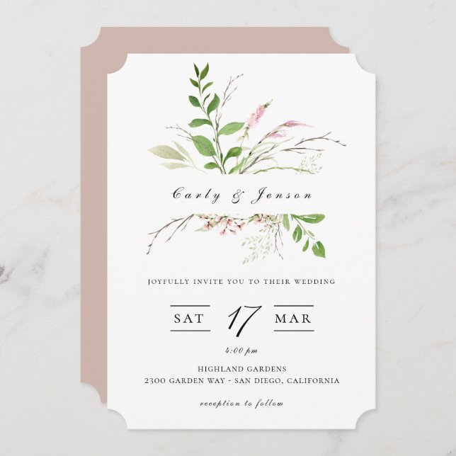 Elegant Wildflower Frame Wedding Invitation (Front/Back)