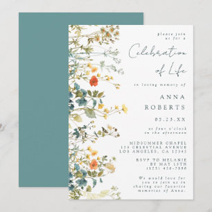 Elegant Wildflower Funeral Invitation