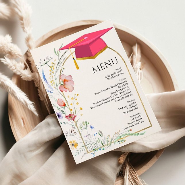 ELegant Wildflower G arden Graduation dinner menu  (Creator Uploaded)