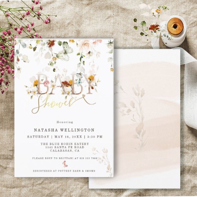 Elegant Wildflower Garden Baby Shower Invitation (Creator Uploaded)