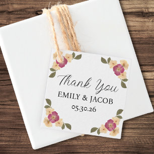 Elegant Wildflower Garden Boho Wedding Thank You Favour Tags