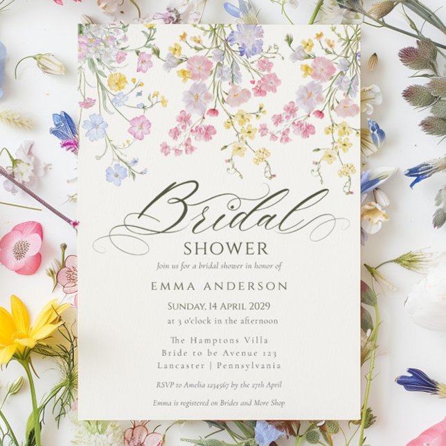 Elegant Wildflower Garden Bridal Shower Invitation (Creator Uploaded)