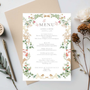 Elegant Wildflower Garden Floral Menu Card