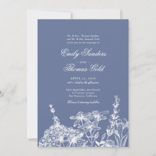Elegant Wildflower Garden Script Wedding Invitation