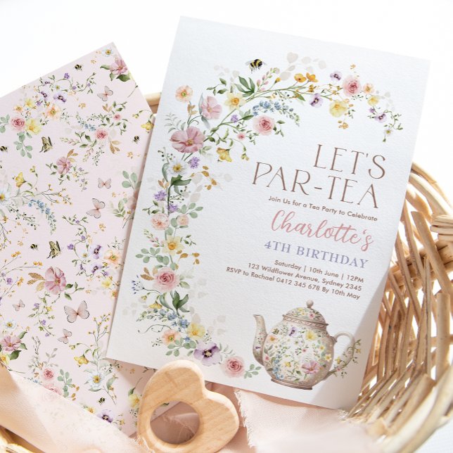 Elegant Wildflower Garden Tea Party Girl Birthday Invitation (Creator Uploaded)
