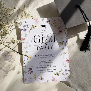Elegant Wildflower Grad Party Graduation Invitation
