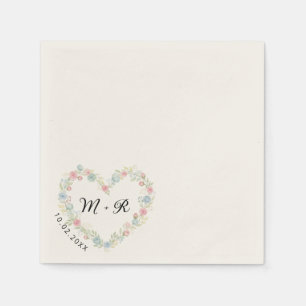 Elegant Wildflower heart Wedding Napkins