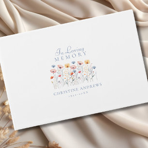 Elegant, Wildflower "In Loving Memory" Funeral Guest Book