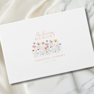 Elegant, Wildflower "In Loving Memory" Funeral Guest Book