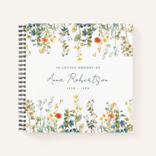 Elegant Wildflower In Memory Funeral Guest Book