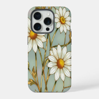 Elegant Wildflower iPhone daisy with Stained Glass 15 Pro Case