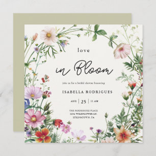Elegant Wildflower Love in Bloom Bridal Shower Invitation