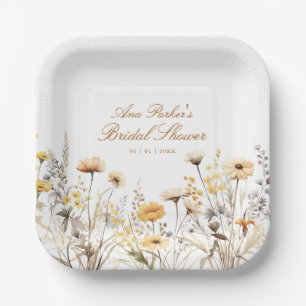 Elegant Wildflower Love Is In Bloom Bridal Shower Paper Plate