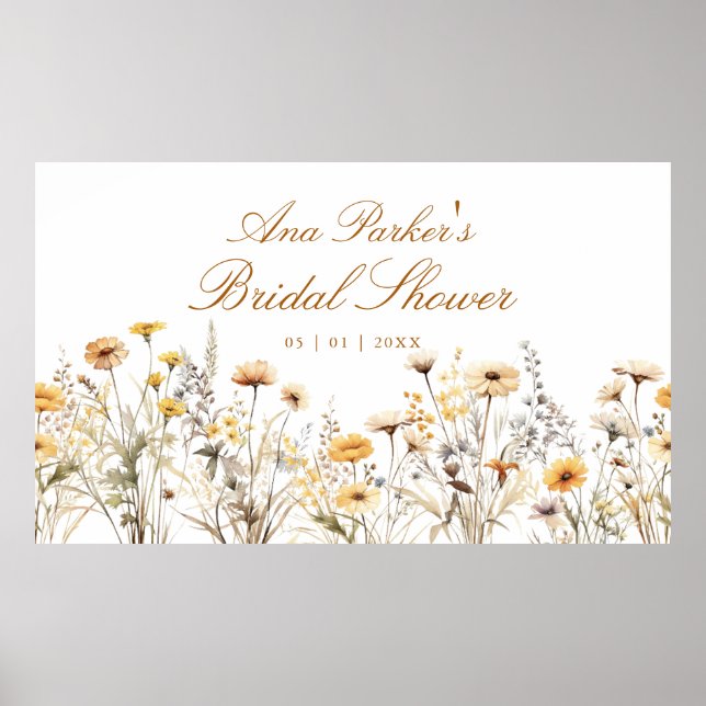 Elegant Wildflower Love Is In Bloom Bridal Shower Poster (Front)