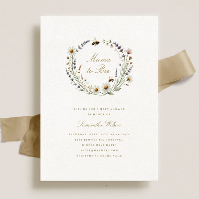 Elegant Wildflower Mama to Bee Baby Shower Invitation (Creator Uploaded)
