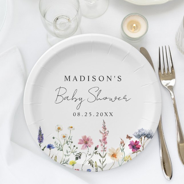 Elegant Wildflower Meadow Baby Shower Paper Plate (Creator Uploaded)