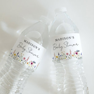 Elegant Wildflower Meadow Baby Shower Water Bottle Label
