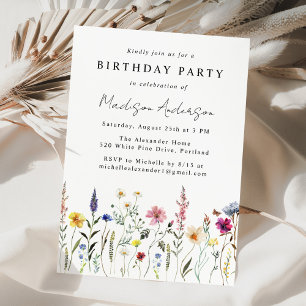 Elegant Wildflower Meadow Birthday Party Invitation