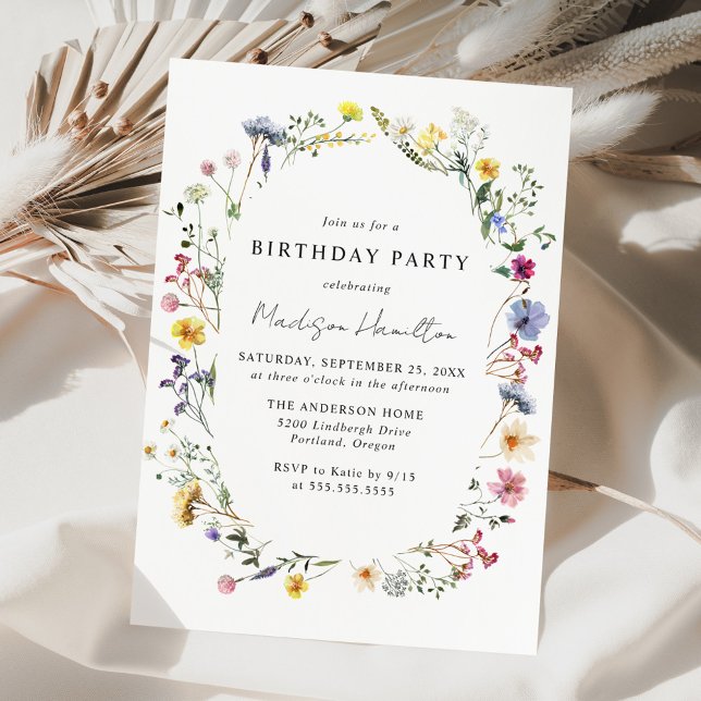 Elegant Wildflower Meadow Birthday Party Invitation (Creator Uploaded)